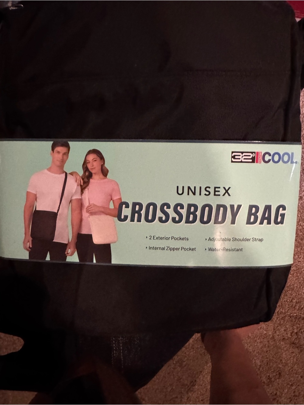 32° Cool Unisex Black Crossbody Bag
